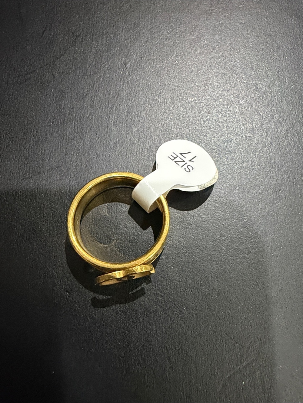 Gold Tone Women's Logo Accent Ring - Size 17 - Picture 2 of 5